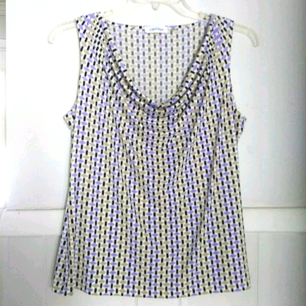 Calvin Klein sleeveless cowl neck jersey t…